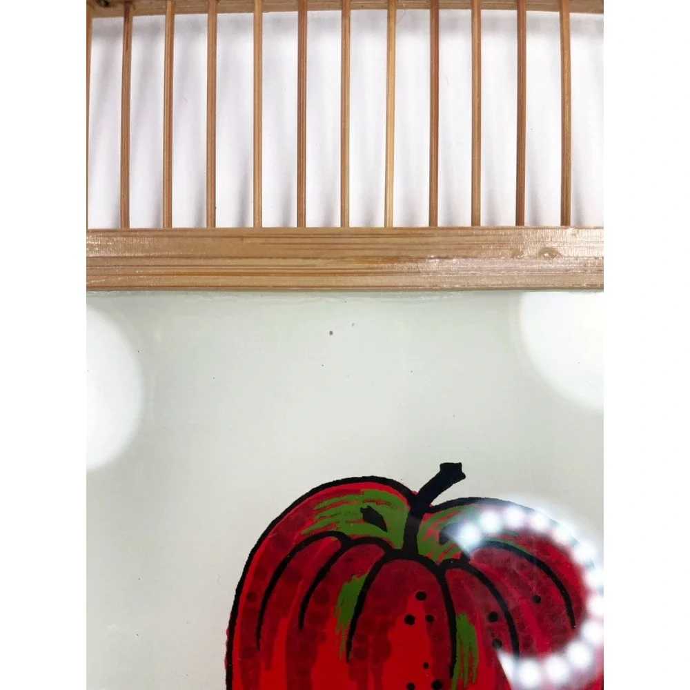 Vintage Tray Cheese Fruit Board Decorative Tray Basket‎ With Apples Print